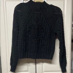 Free People Black Cable Knit Sweater